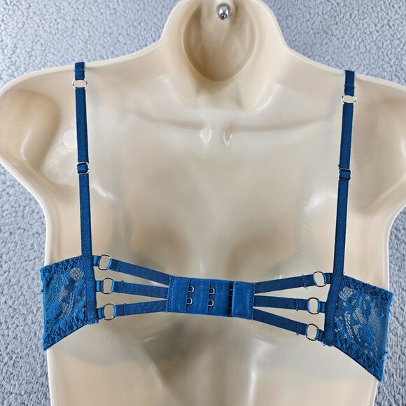 Victorias Secret Bra Womens 32C Blue Very Sexy Push Up Underwire Padded Lace - Picture 12 of 15